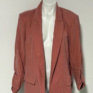 SIMPLY VERA WANG DUSTY ROSE PINK OPEN FRONT BLAZER WITH ROLL-TAB SLEEVES X